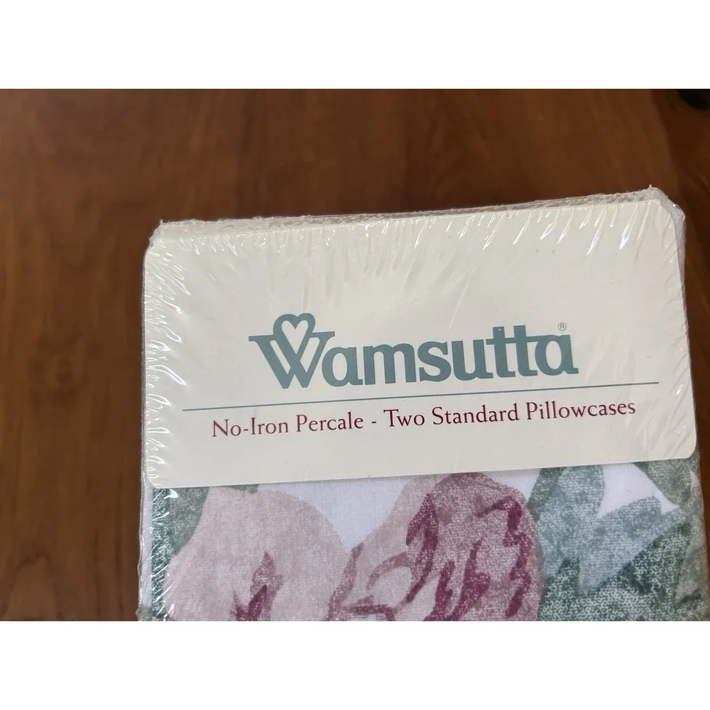 4 Vintage Wamsutta Pillowcases Standard Pink Green Floral No-Iron NEW 180 TC